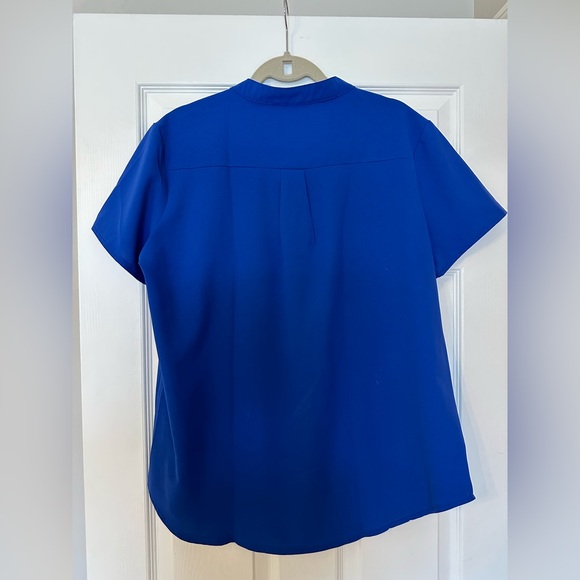 Royal Blue Split-Neck Short Sleeve Blouse - Size Large - Picture 3 of 3